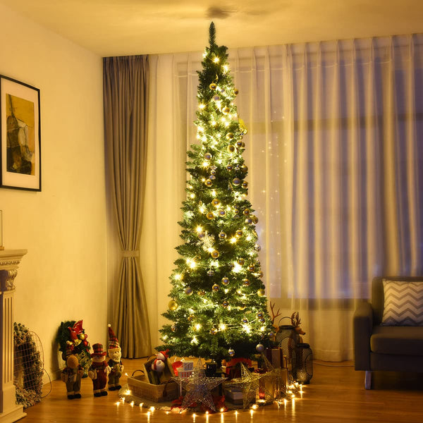 2.4M Christmas Tree, Fir Pencil Artificial Tree, Classic Natural Christmas Tree