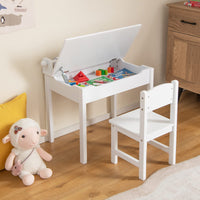 Kids Table and Chairs Set, Activity Desk and Chair for Children w/Paper Roll Holder & 2 Markers