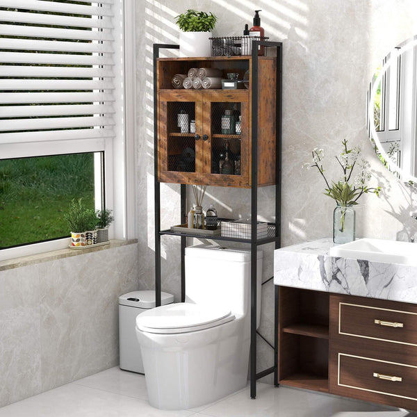 Over-The-Toilet Storage Cabinet Bathroom Organizer with 2 Doors
