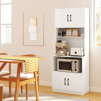 Giantex Pantry Cabinet with Power Outlets, Freestanding Narrow Kitchen Hutch