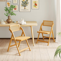 Rattan Cane Folding Chairs Set of 2
