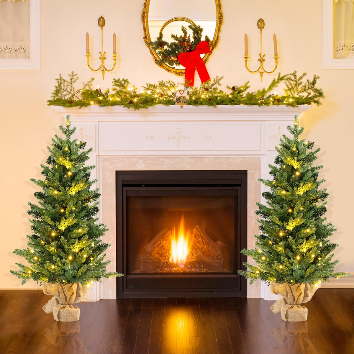 90cm Pre-Lit Artificial Christmas Tree with 50 LED Lights