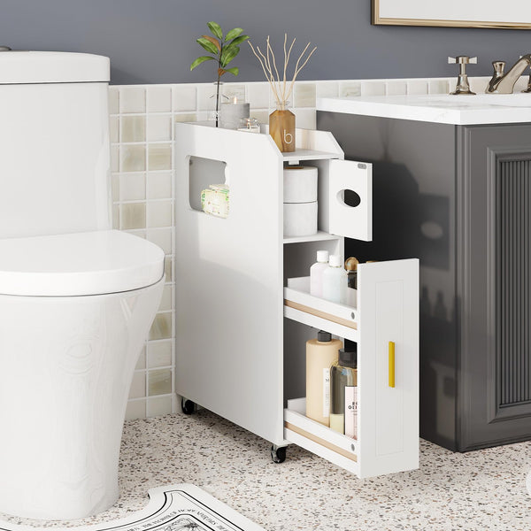 Giantex Narrow Slim Bathroom Storage Cabinet 16 CM with Slide Out Drawer