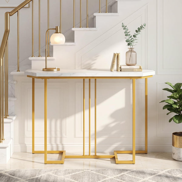 Giantex Modern Gold Console Table, 110 CM Narrow Entryway Table