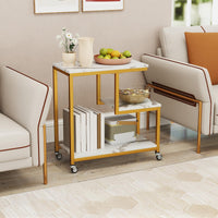 G-Shaped Side Table, 3-Tier Mobile End Table with Open Shelves