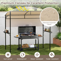 Patio Barbecue Canopy with Serving Shelf and Storage Hooks for Garden