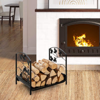 Firewood Log Rack, for Indoor Outdoor Steel Log Holder w/50 kg Load Capacity