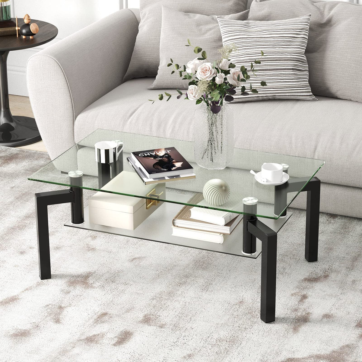 Giantex Rectangular Glass Coffee Table