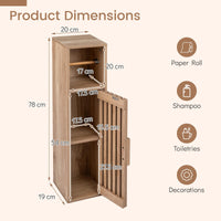 Slim Bathroom Cabinet with Door and Adjustable Shelf for Small Spaces