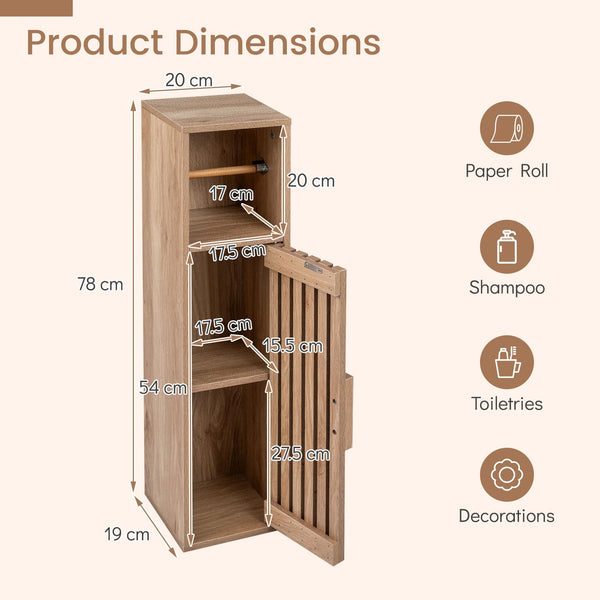 Slim Bathroom Cabinet with Door and Adjustable Shelf for Small Spaces