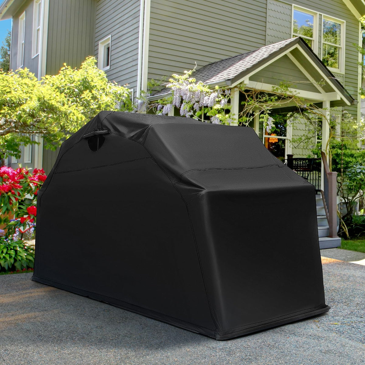 Motorcycle Storage Shed, 136 x 54 x 75 in Outdoor Motorcycle Tent Shelter Hard Shell