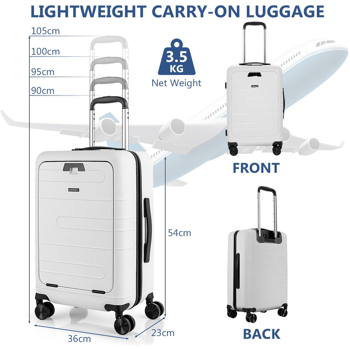 Lightweight PC Hardside Suitcase w/Double TSA Lock