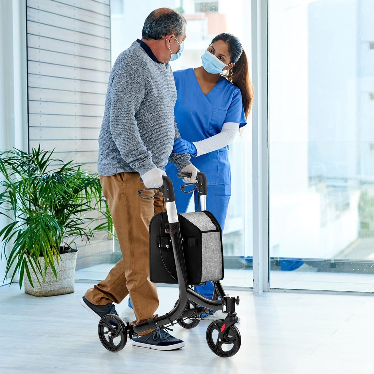 3-Wheel Rolling Walker Folding Rollator Walker