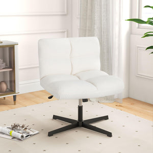 Giantex Cross Legged Office Chair Armless Office Desk Chair w/Imitation Lamb Fleece
