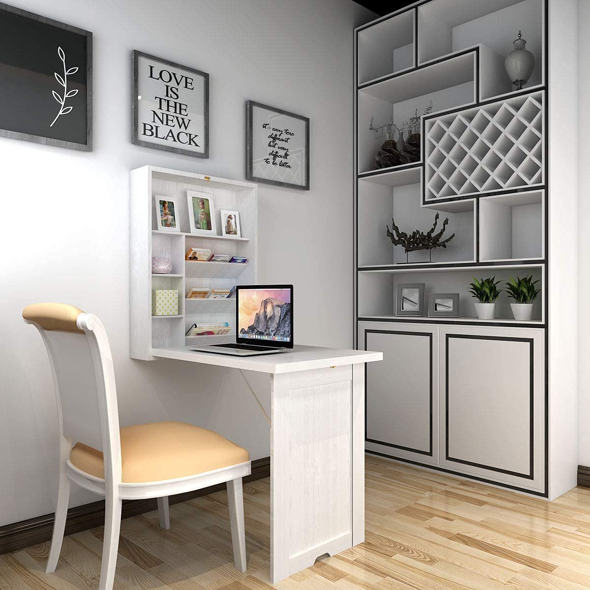 Flipable Desk Giantex Wall Mounted Fold Out Convertible Desk, Multi-Function Floatin ...
