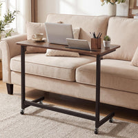 Mobile Side Table Rolling Laptop Desk Cart with Tablet Slot Over Bed Table with Wheels