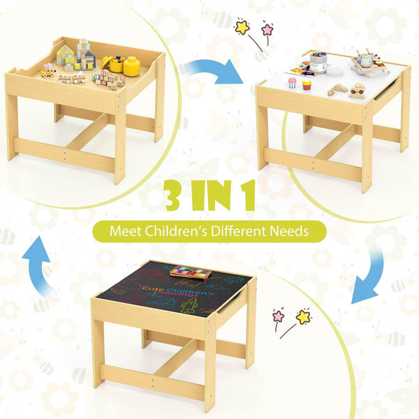 3-In-1 Kids Multi Activity Table & 2 Chairs Set for Toddlers