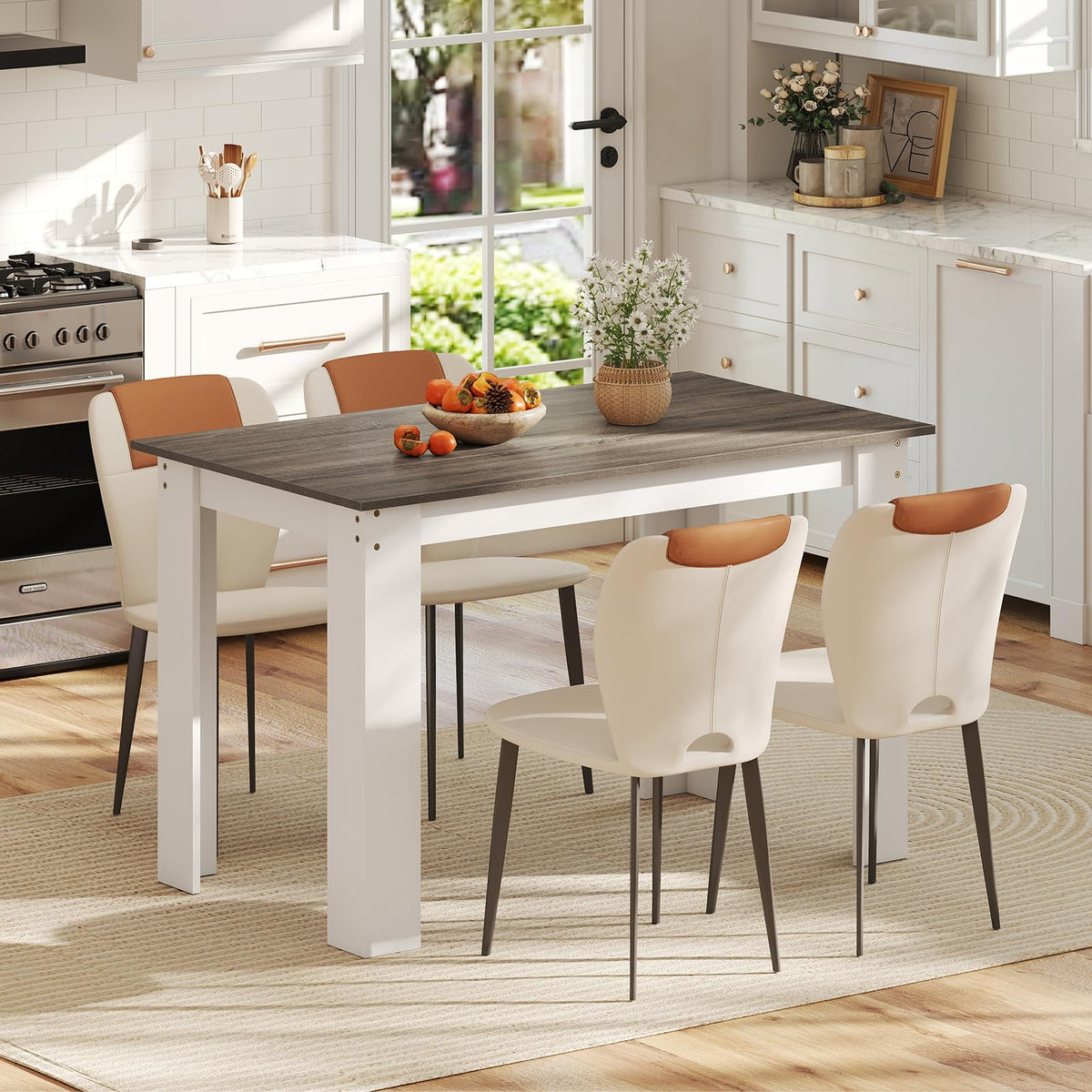 Giantex 120 CM Dining Table for 4-6, Wooden Rectangular Table