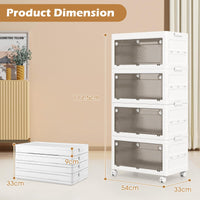 Collapsible Closet Storage Organizer with Wheels for Bedroom Living Room, Easy Assembly (4-Tier)