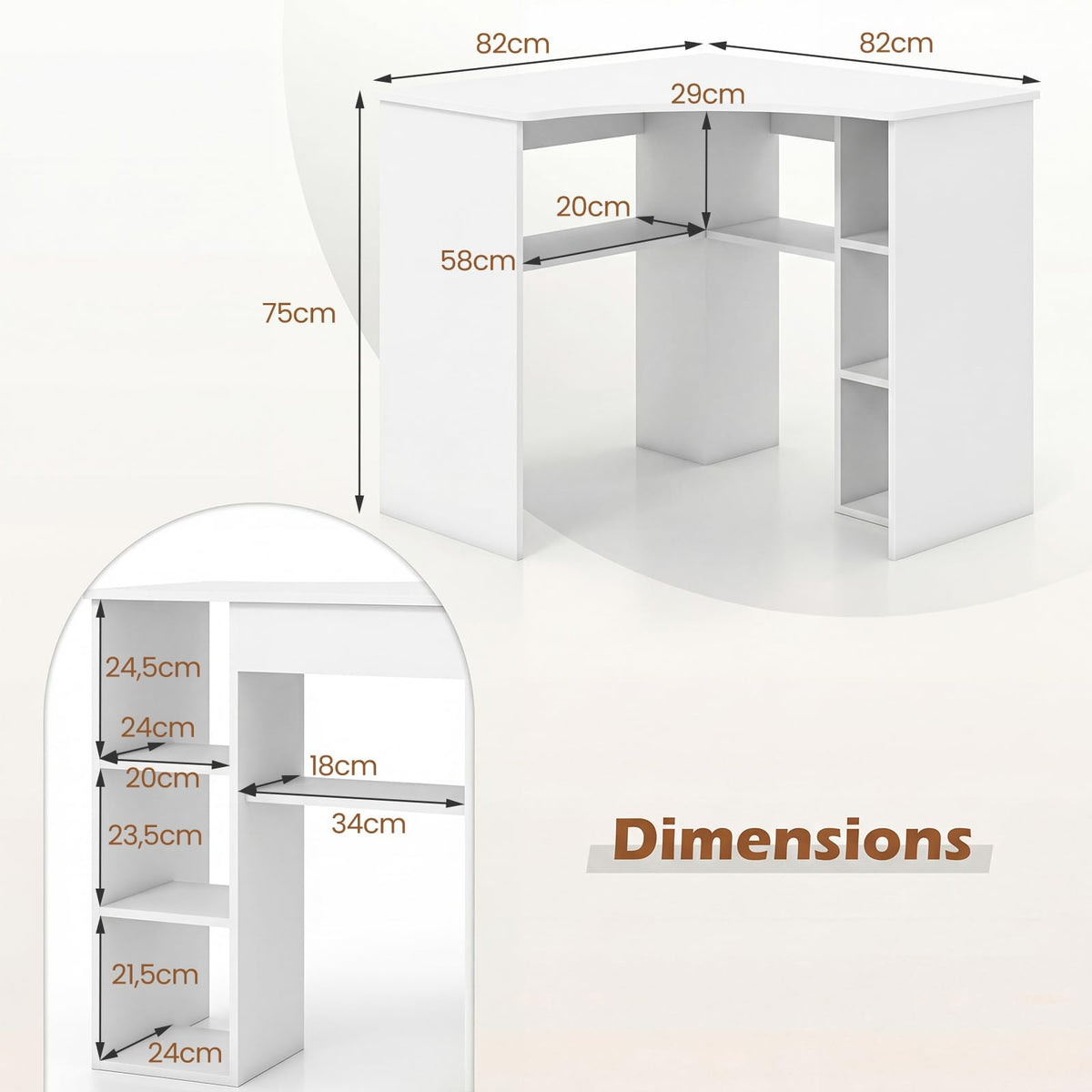Giantex Corner Desk, Triangle Computer Desk with Storage Shelves