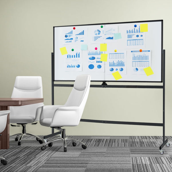72" x 36" Rolling Whiteboard, Double-Sided Magnetic Dry Erase Board with Stand and Aluminum Alloy Frame