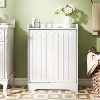 Bathroom Storage Cabinet Slim Floor Cabinet with Toilet Paper Holders Brush Compartment