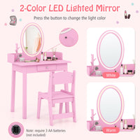 Wooden Kids Vanity Set w/Lighted Mirror