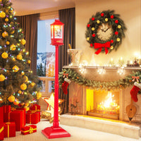 1-Piece Christmas Street Lamp 155cm with Snow Globe and Santa Music for Porch