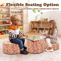 3-Piece Kids Floor Cushions with Wood Printing Nature Decoration