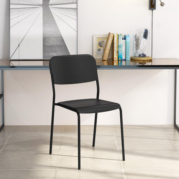 Giantex Modern Dining Chairs Set of 4, Stackable Kitchen Chairs w/Tilted Backrest & Sturdy Metal Legs