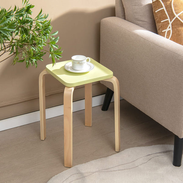 Giantex 4Pcs Colorful Stools, Square Backless Stools w/ Painted Surface & Anti-Slip Felt Mats