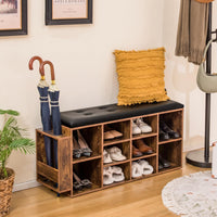 Giantex Shoe Storage Bench with Umbrella Stand, 10-Cube Entryway Bench with Adjustable Shelf & Padded Cushion