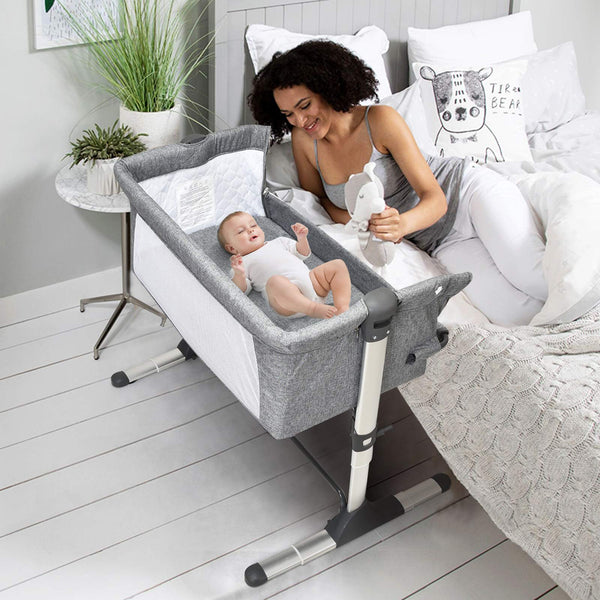 BABY JOY Baby Bassinet, Height Adjustable Baby Crib Bedside Sleeper with Detachable Side Panel