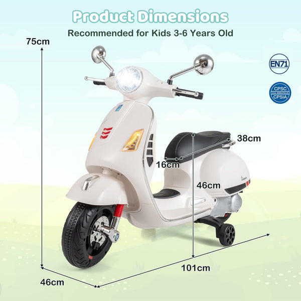 Licensed VESPA 12V Kids Electric Motorcycle with Dual Motors