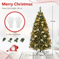 152/183 cm Pre-Lit Artificial Christmas Tree w/ 190/270 LED Lights