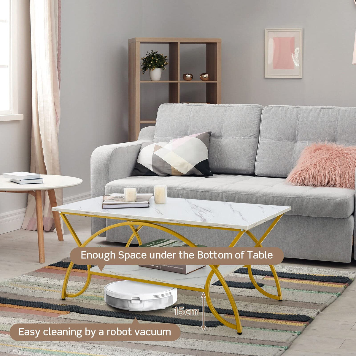 Giantex Faux Marble Coffee Table, Modern Chic Cocktail Table