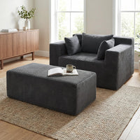 Single Foam Sofa with Ottoman Boneless Floor Lounge Chair with Pillows