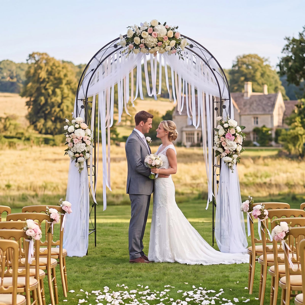 Heavy Duty Garden Arch with Floral Patterns for Climbing Plants
