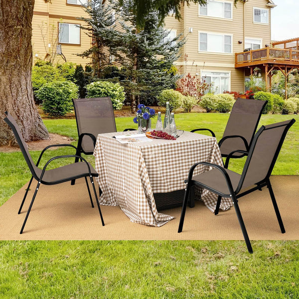 Set of 4 Outdoor Patio Chairs, Stackable Armchair with Weather-Resistant Fabric