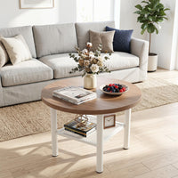 Giantex Round Coffee Table, 2-Tier Modern Circular Center Table