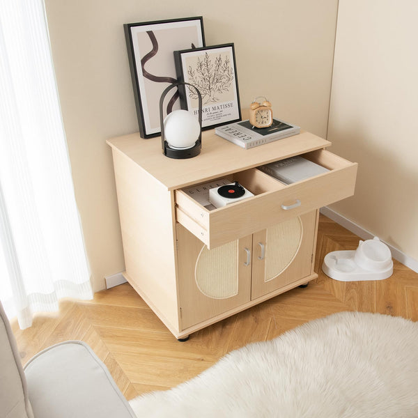 Cat Litter Box Enclosure, Hidden Cat Washroom Furniture w/Drawer