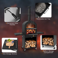 Outdoor Wood Fired Pizza Pizza Oven with Protective Cover for BBQ