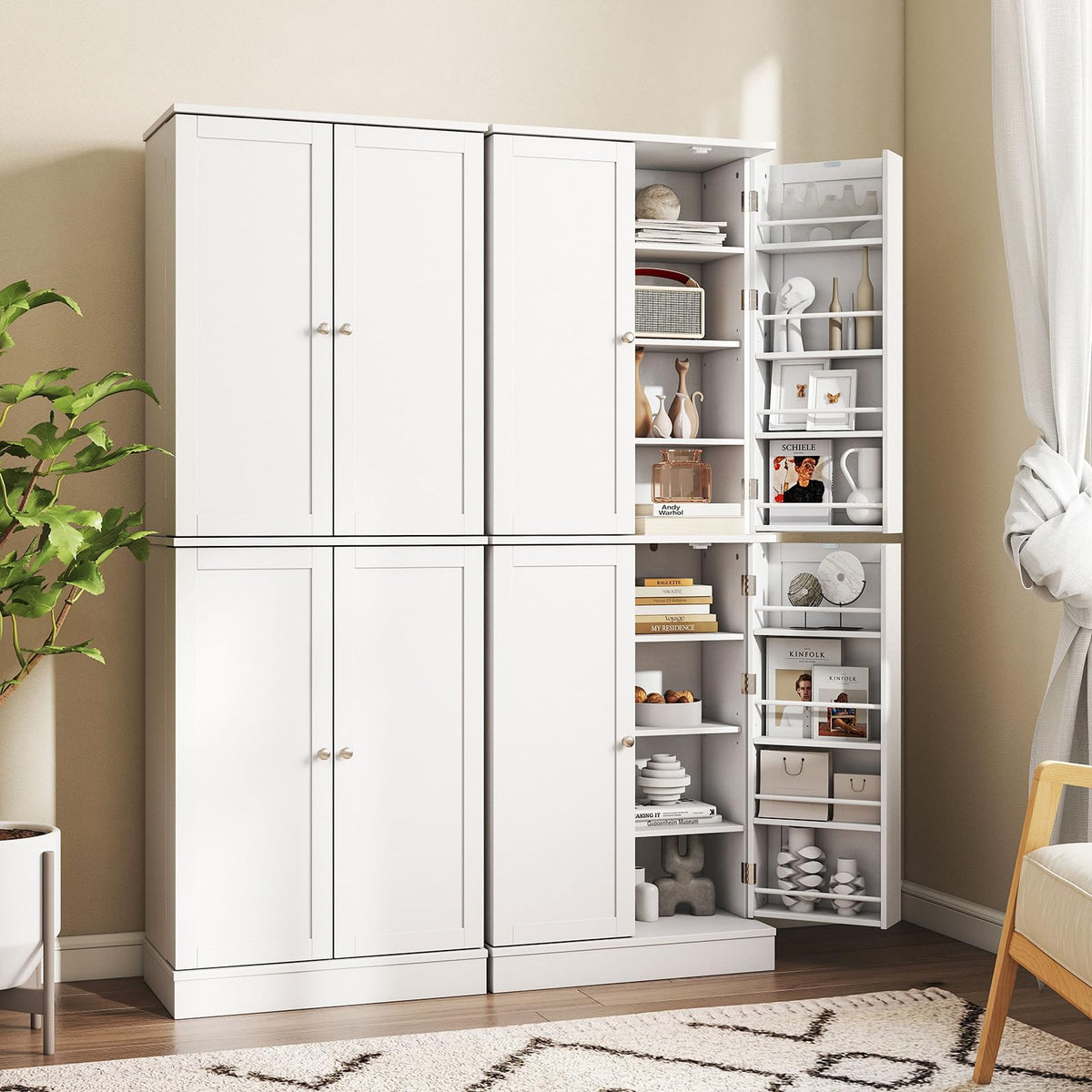 Giantex Kitchen Pantry Cabinet, 167 CM Freestanding Tall Buffet Cupboard w/Two 4-Tier Cabinets