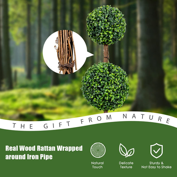 Giantex Topiary Artificial Tree, 90cm Double Ball Tree, UV & Water Protection, Indoor & Outdoor Use