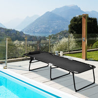 Patio Folding Chaise Lounge with 4-Level Backrest & Detachable Headrest Outdoor（70cm）