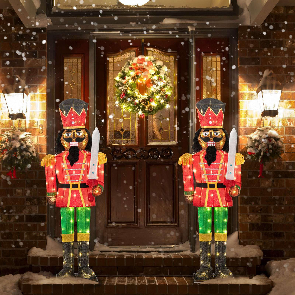 157CM Lighted Christmas Nutcracker with Glitter Sword and 100 LED Lights