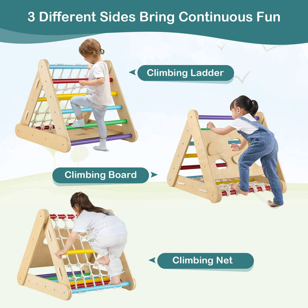 4-in-1 Toddler Climbing Toys with 3-Sided Triangle Climber for Kids