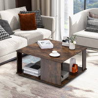 Giantex 2-Tier Square Coffee Table with Storage, Thickened Board Structure