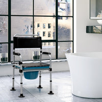 Folding Bedside Commode Chair Height Adjustable with Padded Seat and Backrest