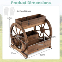 Wood Wagon Planter 2-Tier with 3 Growing Boxes and Wheels
